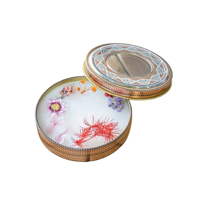 50g 100g 200g 샤프란 주석 상자 양념 식품 등급 직사각형 엠보싱 Lid