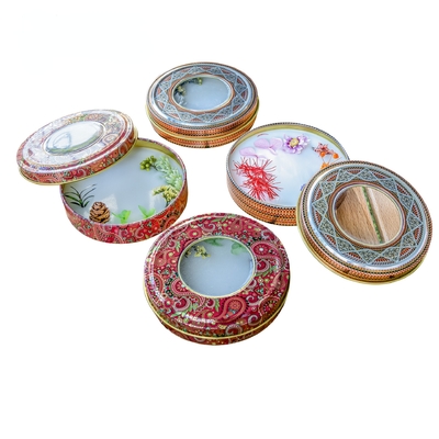 50g 100g 200g 샤프란 주석 상자 양념 식품 등급 직사각형 엠보싱 Lid